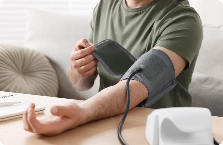 Person checking blood pressure